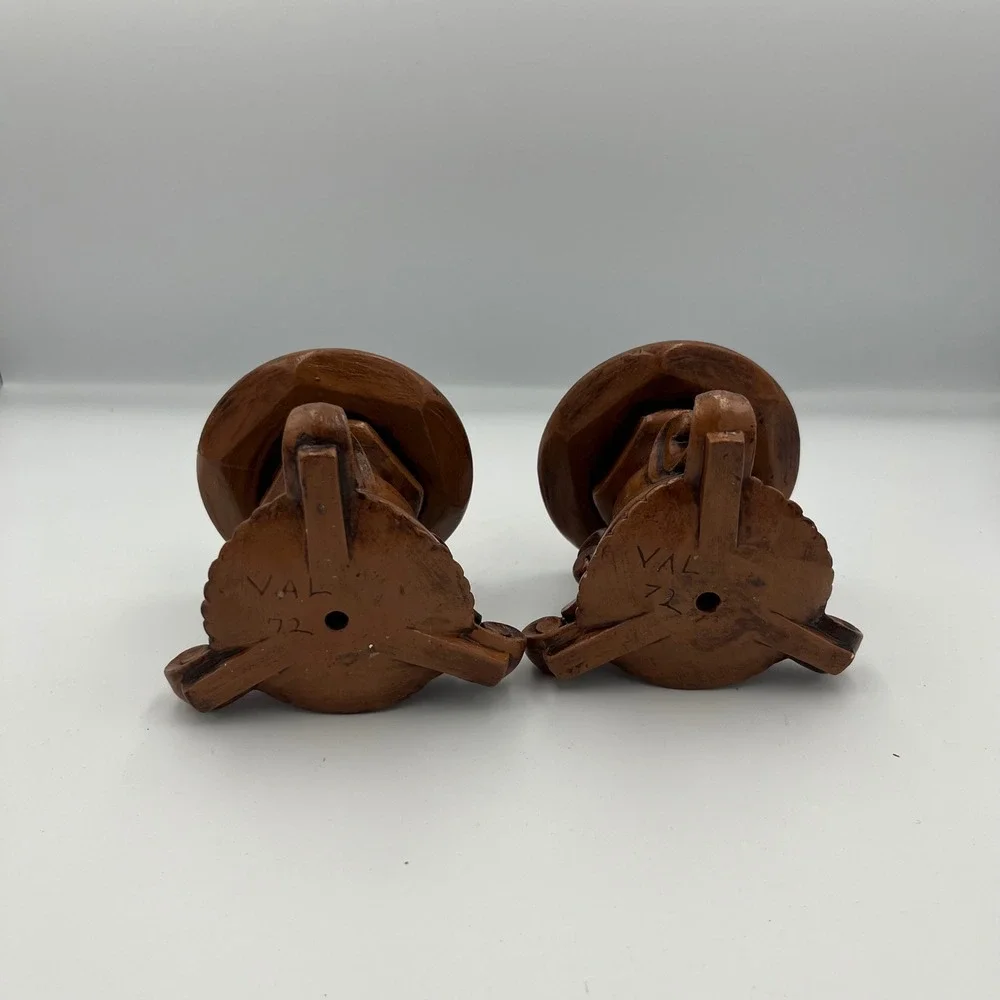 Vintage 1972 Ceramic Candlestick Holders‎ Set of 2 Brown Ornate MCM